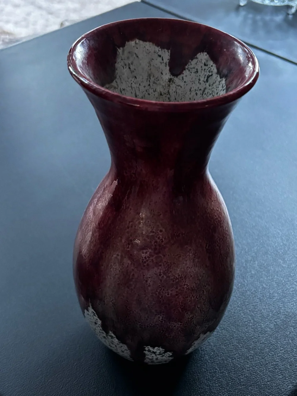 Red Ceramic Glazed Vase with White Speckle Accent